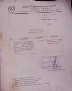 Ini bukti surat pengantar dokumen LPH Dana Desa Abean Kamear, ditandtangani Sekretaris Inspektorat, H. Matdoan, SH, tanggal 7 Agustus 2019