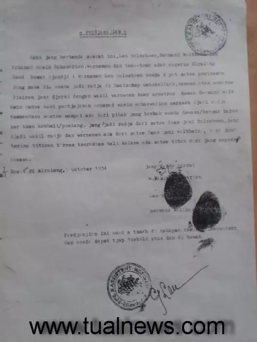 Ini bukti dokumen perjanjian tertulis raja ub ohoi faak tahun 1934