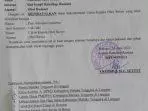 ini surat pembatalan rekomendasi Raja Rumaat kepada Calon Kepo Marga Leisubun